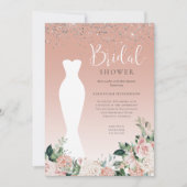 Invitation Fête des mariées de robe Mariage rose étincelle (Devant)