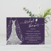 Invitation Fête des mariées de robe Mariage violet en argent (Debout devant)