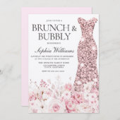 Invitation Fête des mariées de robe Rose pâle Brunch & Bubbly (Devant / Derrière)