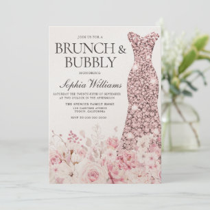 Invitation Fête des mariées de robe Rose pâle Brunch & Bubbly