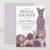 Invitation Fête des mariées de Rose de lavande violette Dusty (Devant / Derrière)