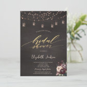 Invitation Fête des mariées de Rose Mason Jar avec une chaîne (Debout devant)