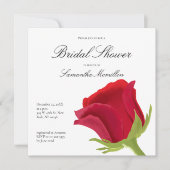 Invitation Fête des mariées de rose rouge florale (Devant)