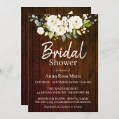 Invitation *~* Fête des mariées de Rose rustique blanc (Devant / Derrière)