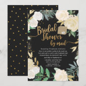 Invitation Fête des mariées de Roses Floral Gold Blanc par la (Devant / Derrière)