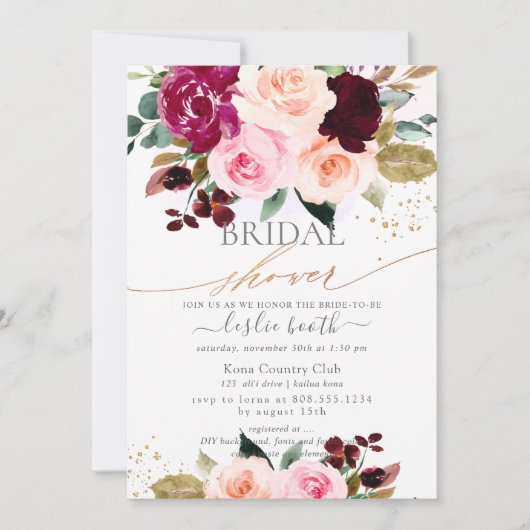 Invitation Fête des mariées de Roses Roses Roses Roses Brouss (Devant)