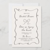 Invitation Fête des mariées de ruban à cadre gris à main (Devant)