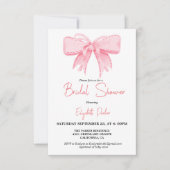 Invitation Fête des mariées de ruban de la boîte rose aquarel (Devant)