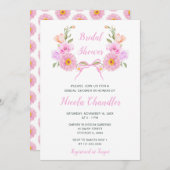 Invitation Fête des mariées de ruban rose (Devant / Derrière)