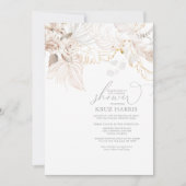 Invitation Fête des mariées de saumons boho à la rose blanche (Devant)