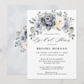 Invitation Fête des mariées de saumons d'hiver floraux gris a (Devant / Derrière)