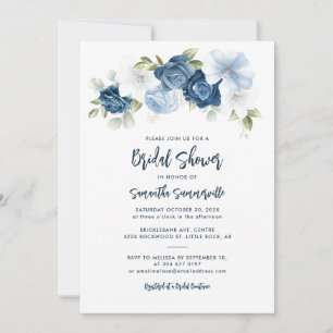 Invitation Fête des mariées de script bleu foncé