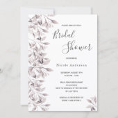 Invitation Fête des mariées de script botanique blanc Dusty r (Devant)