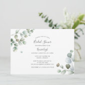 Invitation Fête des mariées de script botanique Eucalyptus (Debout devant)