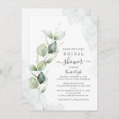 Invitation Fête des mariées de script botanique Eucalyptus Fo (Devant / Derrière)