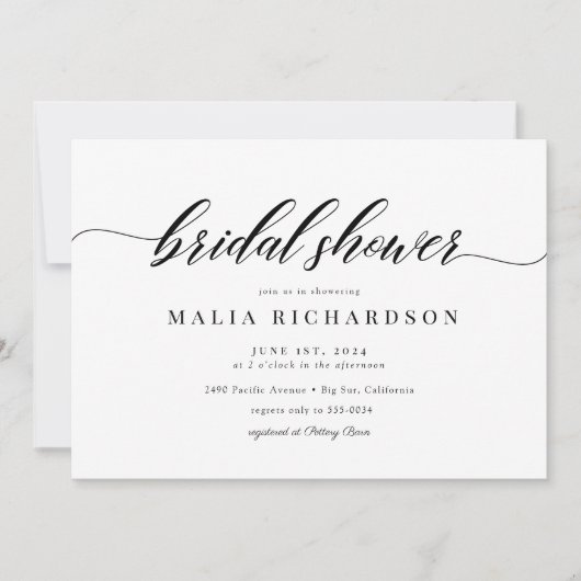 Invitation Fête des mariées de script classique élégant (Devant)