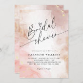 Invitation Fête des mariées de script de couleur de coeur ros (Devant / Derrière)