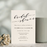 Invitation Fête des mariées de script de crème d'ivoire class<br><div class="desc">Standard personnalisé minimaliste noir et ivoire Script de crème de la nuptiale Invitation</div>