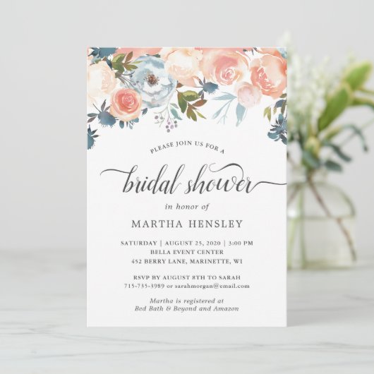 Invitation Fête des mariées de script de  de fleurs d'automne (Debout devant)