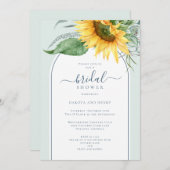 Invitation Fête des mariées de script de tournesol d'aquarell (Devant / Derrière)