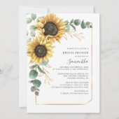 Invitation Fête des mariées de script de tournesol Eucalyptus (Devant)