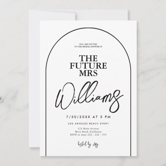 Invitation Fête des mariées de script de typographie minimale (Devant)