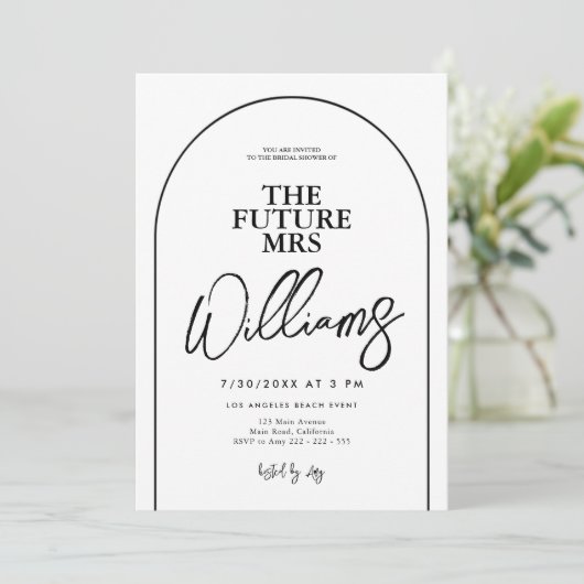 Invitation Fête des mariées de script de typographie minimale (Debout devant)