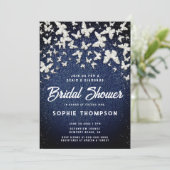 Invitation Fête des mariées de script des papillons Denim Dia (Debout devant)