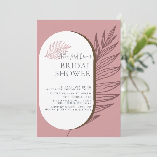 Invitation Fête des mariées de script dusty minimale (Debout devant)