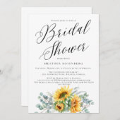 Invitation Fête des mariées de script Élégant tournesol (Devant / Derrière)