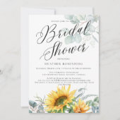Invitation Fête des mariées de script Elégant tournesol Eucal (Devant)