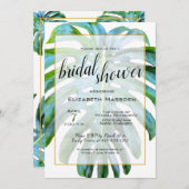 Invitation Fête des mariées de script élégante de feuille tro (Devant / Derrière)