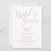 Invitation Fête des mariées de script élégante rose Rose pous (Devant)