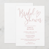 Invitation Fête des mariées de script élégante rose Rose pous (Devant / Derrière)