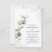 Invitation Fête des mariées de script Eucalyptus aquarelle (Devant)