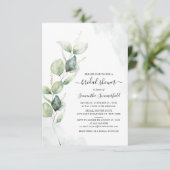 Invitation Fête des mariées de script Eucalyptus aquarelle (Debout devant)