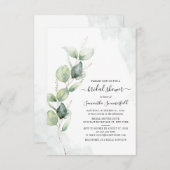 Invitation Fête des mariées de script Eucalyptus aquarelle (Devant / Derrière)