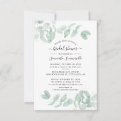 Invitation Fête des mariées de script Eucalyptus aquarelle (Devant)