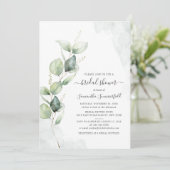 Invitation Fête des mariées de script Eucalyptus Greenery (Debout devant)