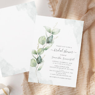 Invitation Fête des mariées de script Eucalyptus Greenery