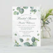 Invitation Fête des mariées de script Eucalyptus Greenery (Debout devant)