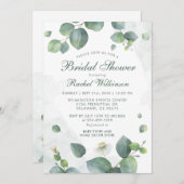 Invitation Fête des mariées de script Eucalyptus Greenery (Devant / Derrière)