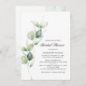 Invitation Fête des mariées de script Eucalyptus Watercolor m (Devant / Derrière)