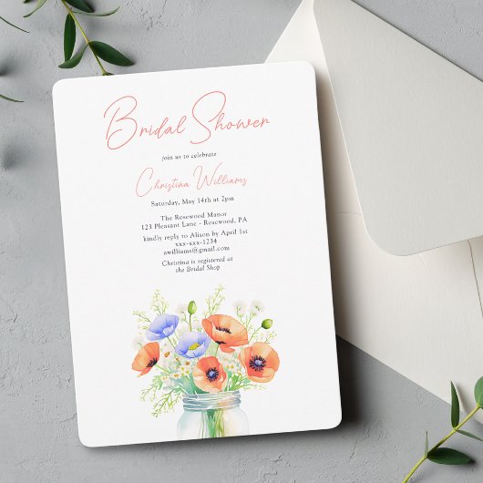 Invitation Fête des mariées de script Fleur sauvage Floral mo