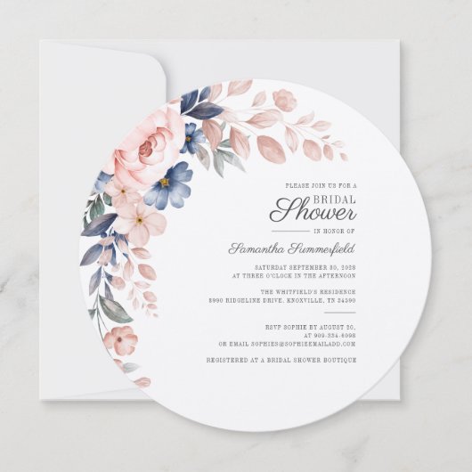 Invitation Fête des mariées de script Floral Aquarelle (Devant)