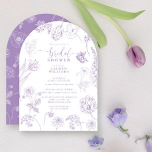Invitation Fête des mariées de script floral Lavender vintage
