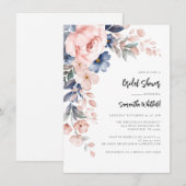 Invitation Fête des mariées de script floral rose moderne (Devant / Derrière)