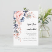 Invitation Fête des mariées de script floral rose moderne (Debout devant)