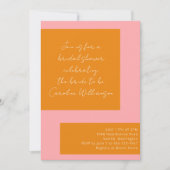 Invitation Fête des mariées de script géométrique rose orange (Devant)