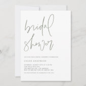 Invitation Fête des mariées de script manuscrite vert Taupe (Devant)